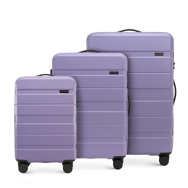 WITTCHEN Comodo Line Suitcase Hand Luggage Set ABS Telescopic Handle TSA Lock 4 Double Wheels, Purple, Koffer-Set 3tlg., Suitcase Set of 3.