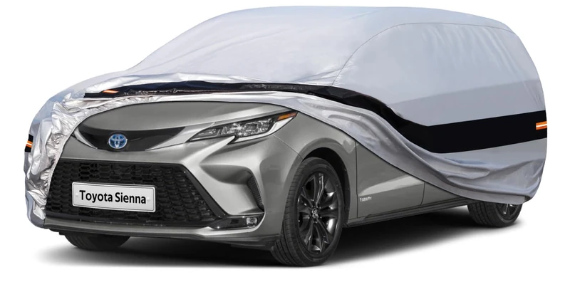 Holthly 10 Layers Car Cover Custom Fit for Sienna (1997-2024) Waterproof All Weather for Automobiles, Outdoor Full Cover Rain Sun UV Protection.Silver