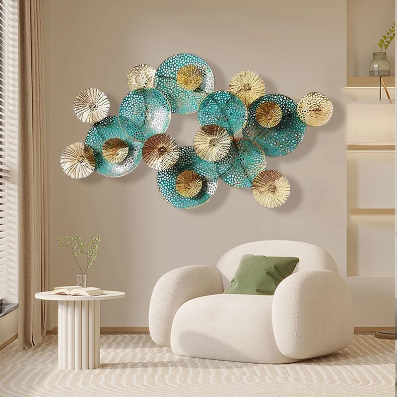 edaknez Large Metal Wall Art Decor, 47x27 Metal Lotus Leaf Wall Sculpture