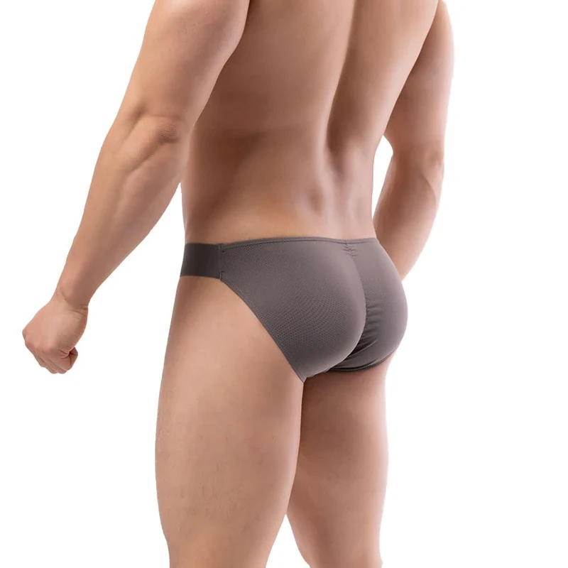 Summer Code Men's Bikini Briefs - Breathable Mesh, Support Pouch, Grey