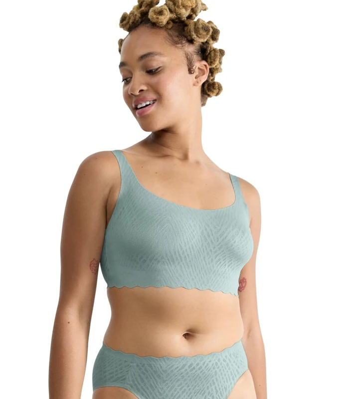 Sloggi Womens Zero Feel Bliss Top Bra, Misty Turquoise, XS UK