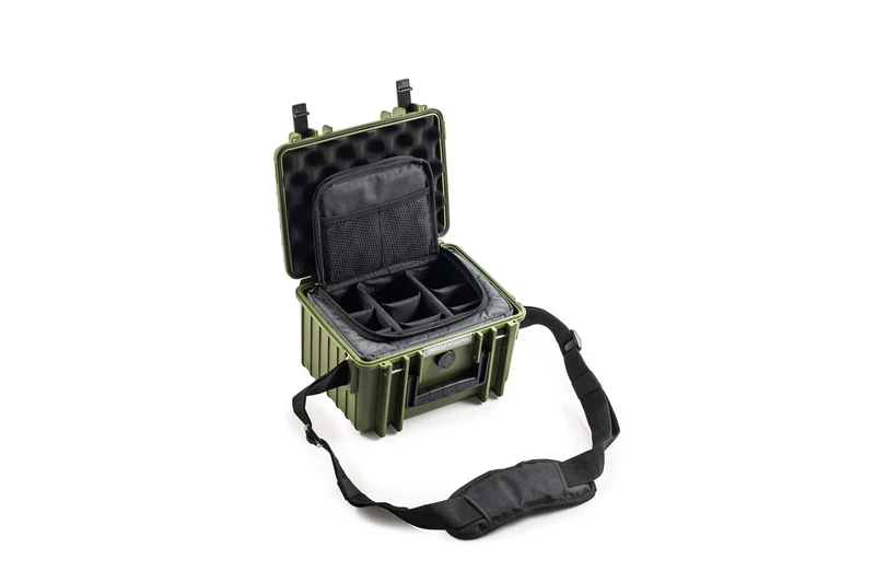 B&W International B&W Type 2000 Outdoor Transport Case - Bronze Green - with Photo Bag - Waterproof According to IP67 Certification, Dustproof, Shatterproof and Indestructible, Bronze Green, Typ 2000
