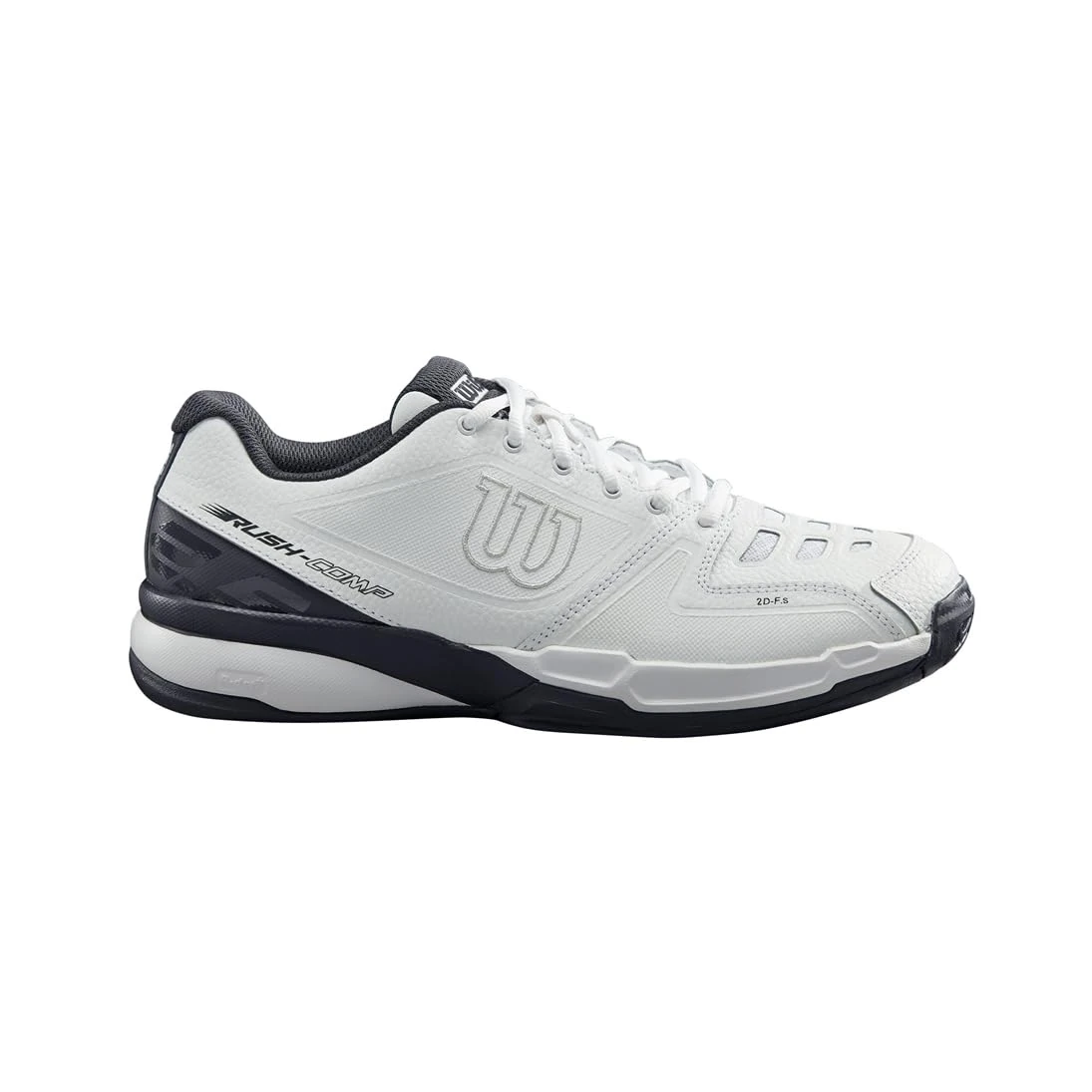Wilson Rush Comp LTR Tennis Shoe, Men's and Women's, Unisex, Size 7, White/White/Ebony