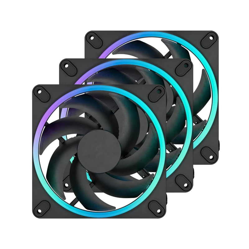 Fractal Design Momentum 14 RGB-Silent PC Case Fan-140 mm-ARGB Gen2-20 LEDs-Liquid Crystal Polymer LCP blades-FDB Fluid Dynamic Bearing-Cooling Performance-Powerful Airflow-Quiet Operation-Black-3 pack