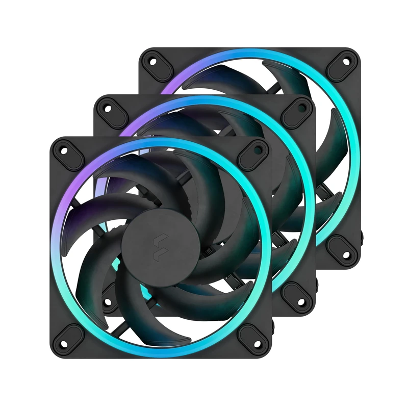 Fractal Design Momentum 12 RGB-Silent PC Case Fan-120 mm-ARGB Gen2-16 LEDs-Liquid Crystal Polymer LCP blades-FDB Fluid Dynamic Bearing-Cooling Performance-Powerful Airflow-Quiet Operation-Black-3 pack