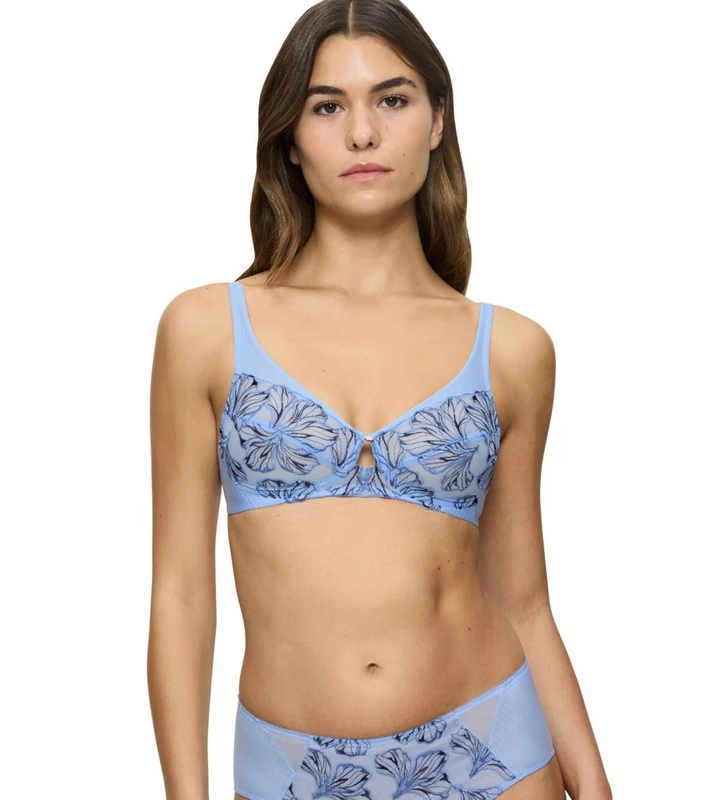 Triumph Women's Wild Iris Floral Bra, Blue (Breeze), 34B