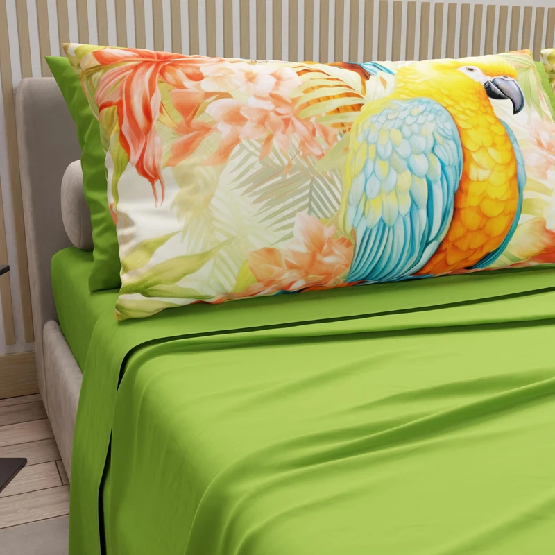 PETTI Artigiani Italiani - Cotton Sheets with Pillowcases in Digital Print, Double Bed Sheet, Rio Set, 100% Made in Italy