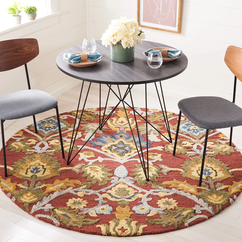 Safavieh Contemporary Rug for Living Room, Dining Room, Bedroom - Blossum Collection, Short Pile, in Multi, 90 x 90 cm
