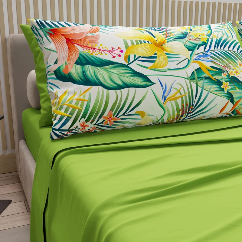PETTI Artigiani Italiani - Cotton Sheets with Pillowcases in Digital Print, Double Bed Sheet, Havana, 100% Made in Italy