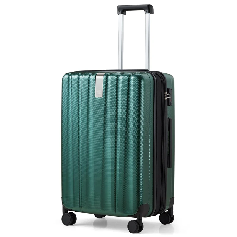 Hanke Underseat Carry On Luggage Suitcase with Wheels 14in 16in 20in 24in 29in Spinner Luggage Built in TSA Lighweight PC Hardside Rolling Suitcases Travel Bag, Blackish Green, Expandable 24 Inch