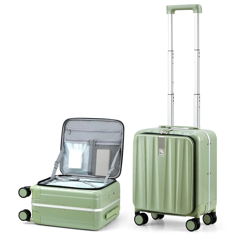 Hanke 16" 20" 24" 26" Hard PC Travel Suitcase Travel Suitcase with Wheels Trolley Case for Women Men, Colour: Bamboo Green., 40,5 cm