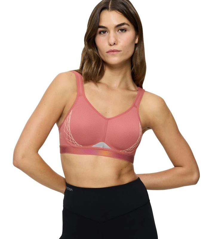 Triaction - Cardio Flow P Women's Sports Bra - Non-Wired Minimiser, Lightweight Spacer Cups, High Neck & Strong Hold, salsa, 36A