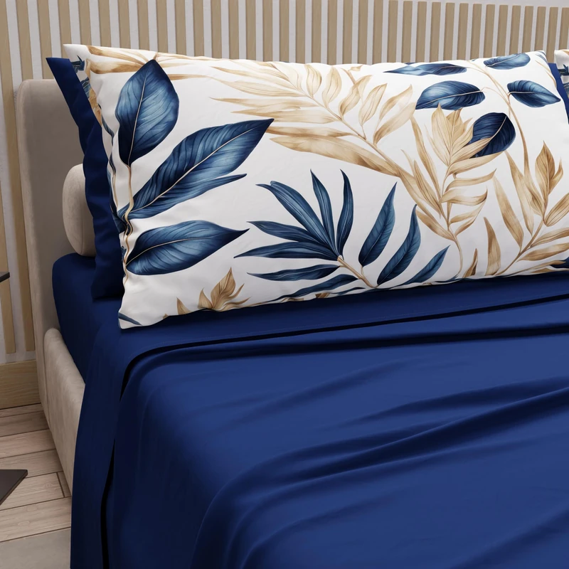 PETTI Artigiani Italiani - Cotton Sheets with Pillowcases in Digital Print, Double Bed Sheet, Sharm, 100% Made in Italy
