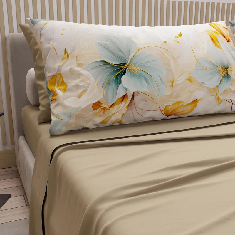 PETTI Artigiani Italiani - Cotton Sheets with Pillowcases in Digital Print, Double Bedsheets, Double Bed Set, Marble Flower, 100% Made in Italy