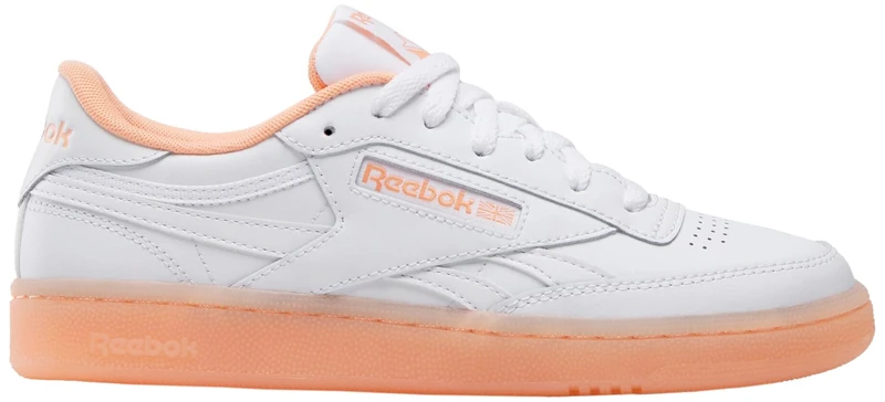 Reebok Women's Club C Revenge Sneaker, White/White/SUNKISSEDORANGE, 3 UK