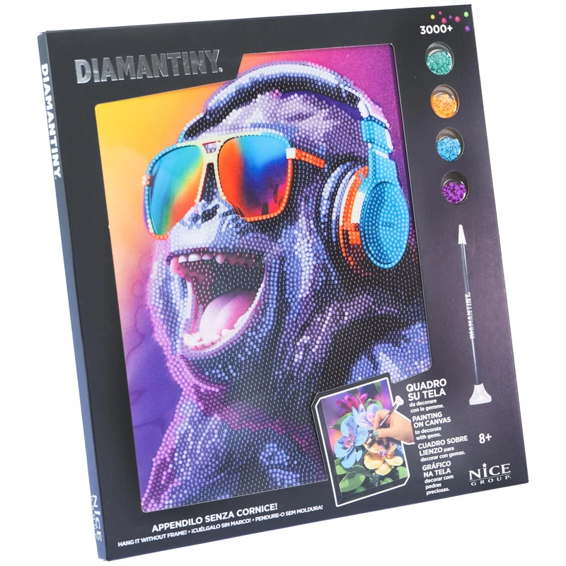 DIAMANTINY - Dj Gorilla Painting by Numbers Painting, Multicoloured, 32 x 30 x 2 cm, 96573