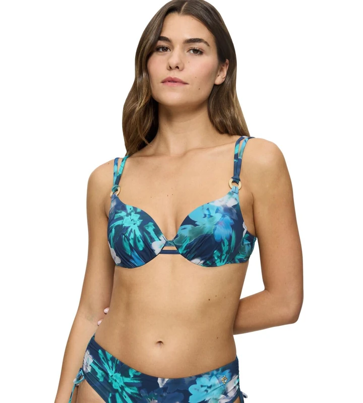 Triumph Women's Summer Fleur Wp Bikini top, Multicoloured (Turquoise-Dark Combination), 10 - Image 1
