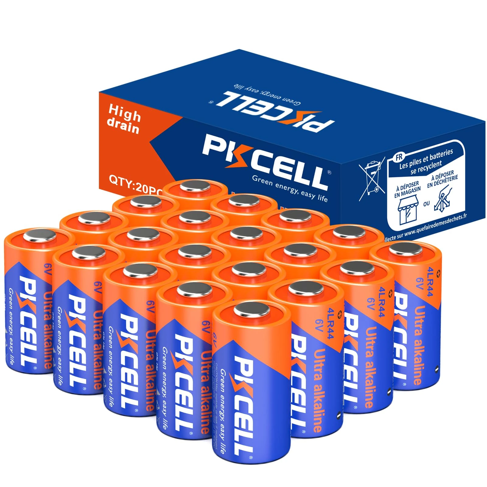 Alkaline Batteries 6V 4LR44 Battery for Dog Collar,Camera,Pack of 20,PKCELL