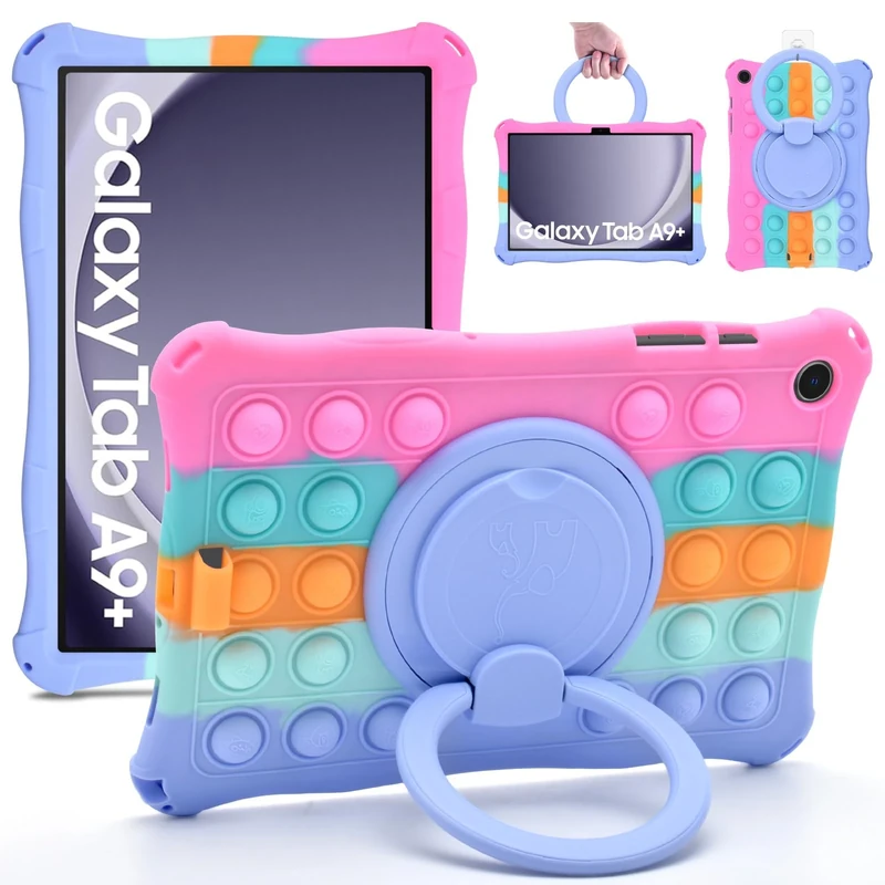 KATUMO Silicone Rotating Tablet Case For Samsung Galaxy Tab A9 Plus / A9 + 11 Inch (SM-X210/X216/X218) Soft Rubber Portable Cover, Funny Back Squeeze Case for Samsung Tablet A9Plus + 11 inch