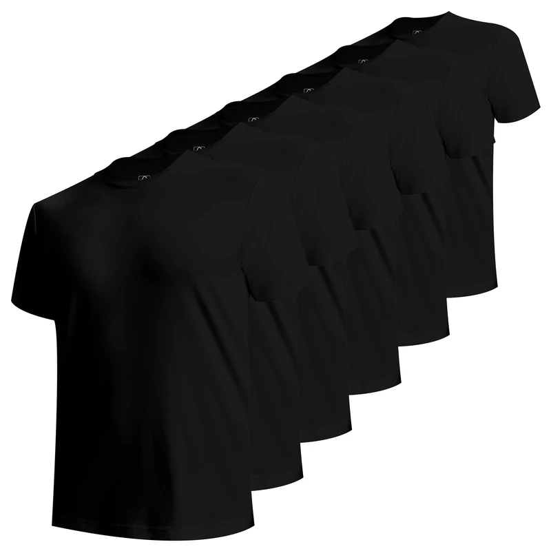 Bamboo Cool Men's Tagless Crewneck Undershirts,Soft Performance T-Shirt,Moisture-Wicking Tees for Men,6 Pack, Black, Medium