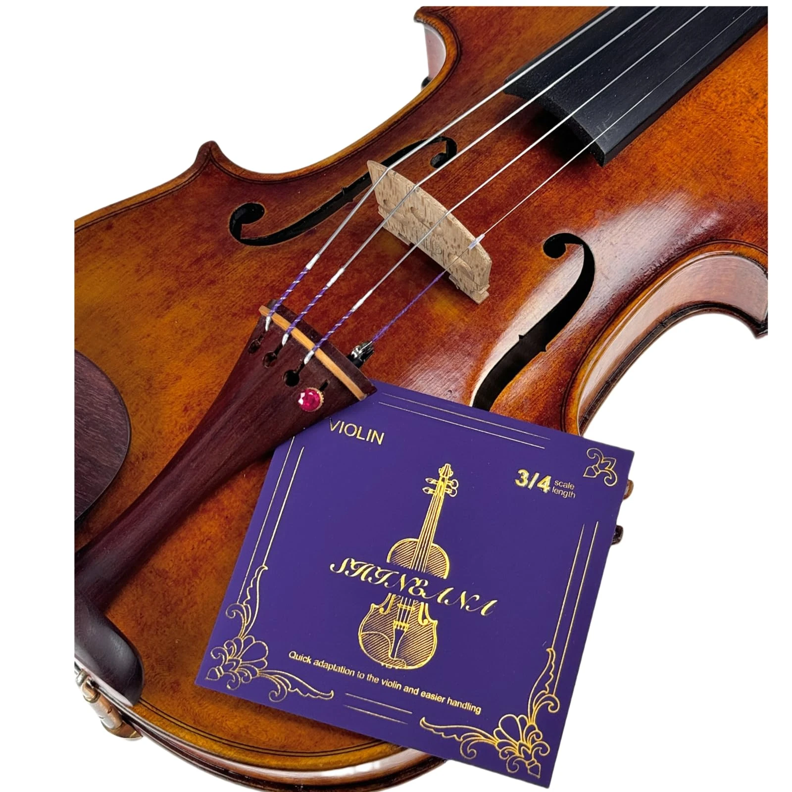 Violin Strings Full Set, Violin Strings Replacement,Long-Lasting Durability & Rich Tone - Handcrafted with Premium Materials- For All Levels (3/4 SIZE)