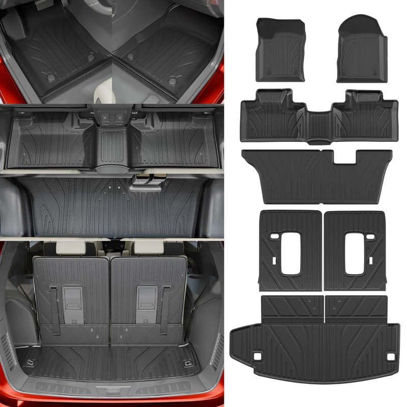 Dattumar Floor Mats Compatible with 2016-2024 Dodge Durango 7-Seater Trunk Mat Cargo Liner All Weather Back Seat Cover Protector 2023 Durango Accessories (Trunk Mat+3rd Row Backrest Mats+Floor Mats)