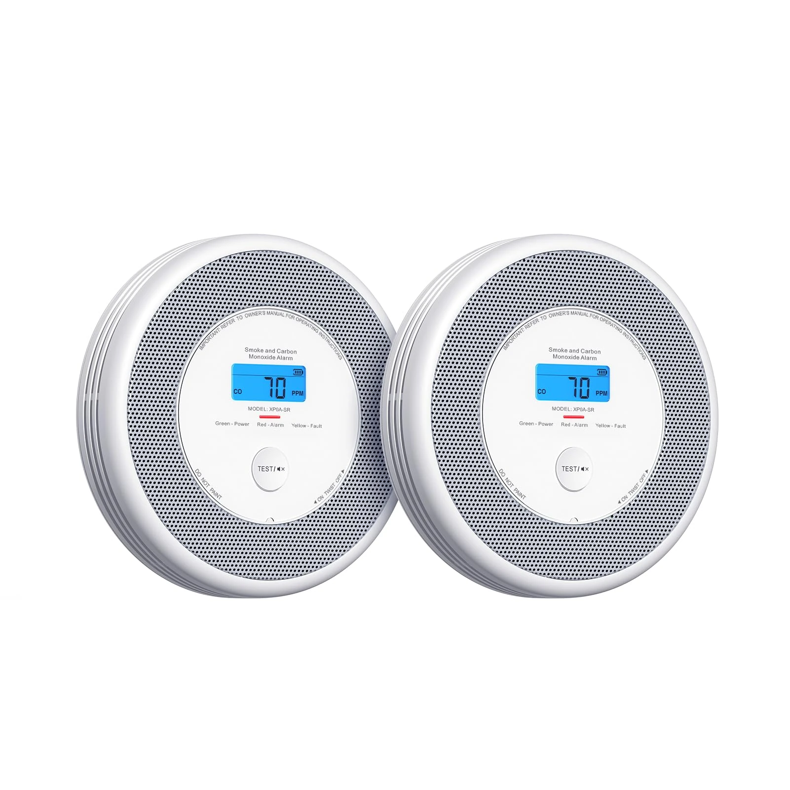 X-Sense Combination Smoke and Carbon Monoxide Alarm with English Voice Alerts, Smoke Alarm for Home with Replaceable Battery, XP0A-SR, 2-Pack