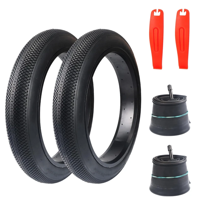 WEEROCK 20 X 3.0 Inch Bike Fat Tire E-Bike Tires 2 Pack Bicycle Tyres with Inner Tubes Folding Bead Tires Compatible with Wide Mountain Snow Bicycle Electric Bike