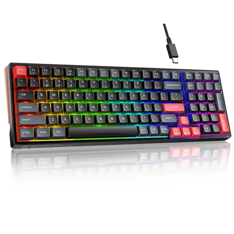 Machenike 100-Key Gasket Wired Keyboard - RGB, Hot-Swap, Media Keys