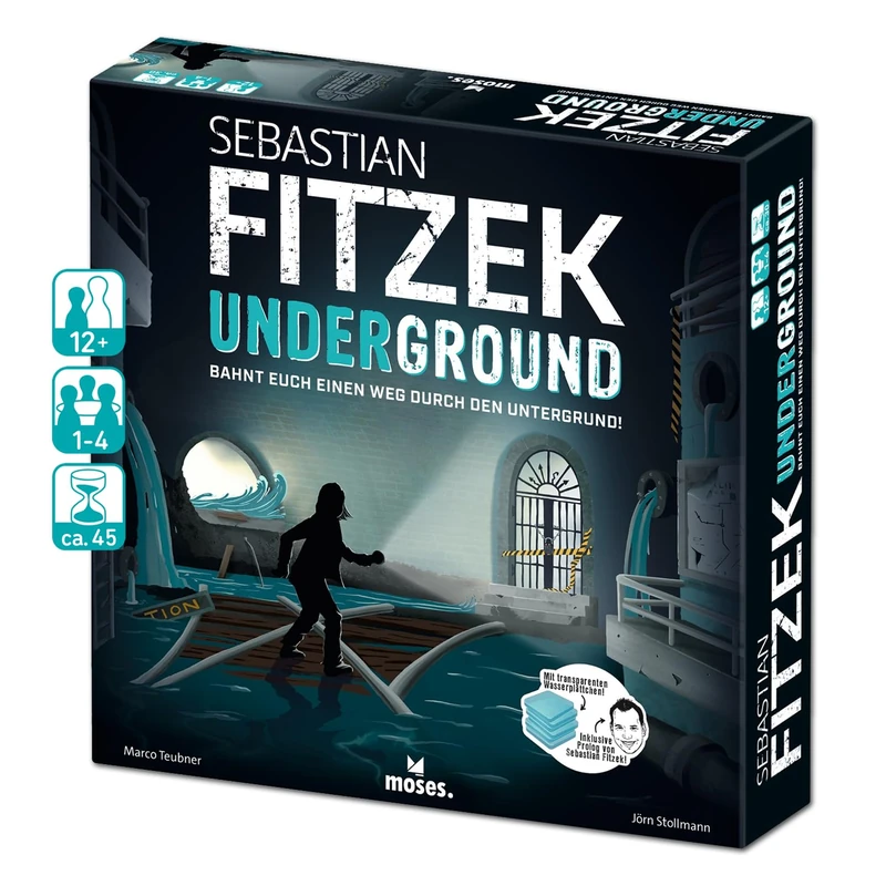 moses. Sebastian Fitzek Underground, Innovative 3D Thriller Game for Escape Game Fans, Cooperative Board Game by Marco Teubner with Various Difficulties, from 12 Years