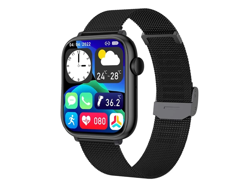 EKO ! Bluetooth Call Smart Watch, Smartwatch, Sports Watch, Pedometer, 1.85" HD Screen, Heart Rate Monitor Blood Pressure Monitor SpO2 (Black (Milanese Stainless Steel Strap))