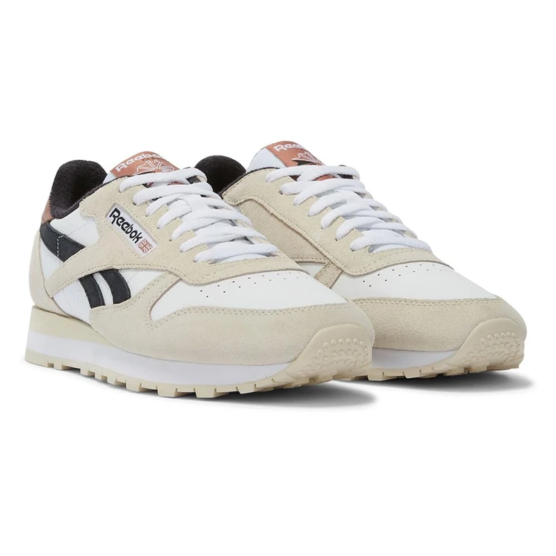 Reebok Unisex Classic Leather Trainers, White Sand Black, 7 UK