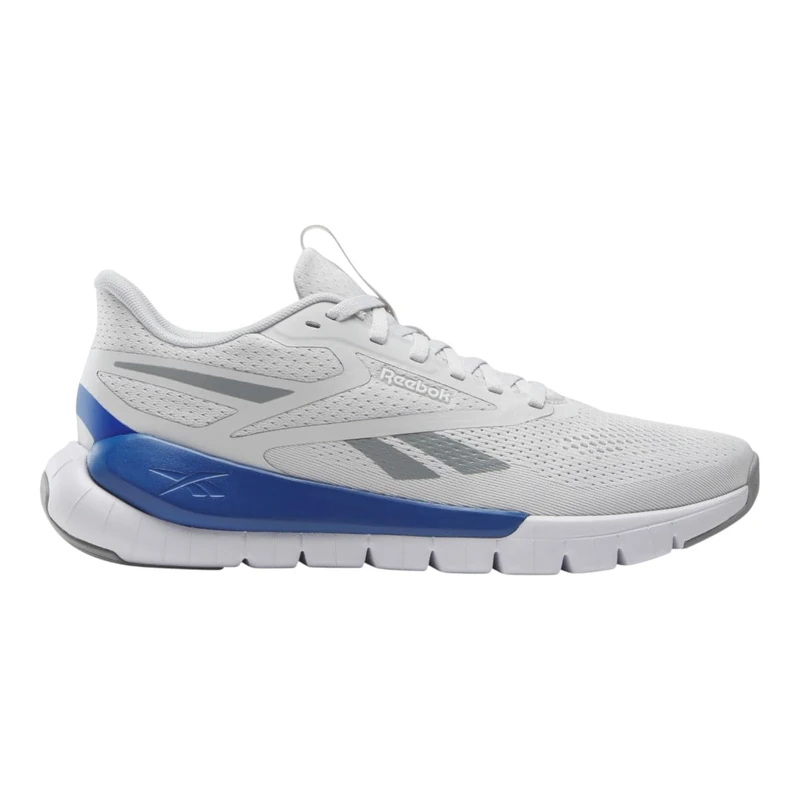 Reebok Unisex Flex Trainer Sneaker, Mist Grey/FTWR White/Vector Blue, 10.5 UK