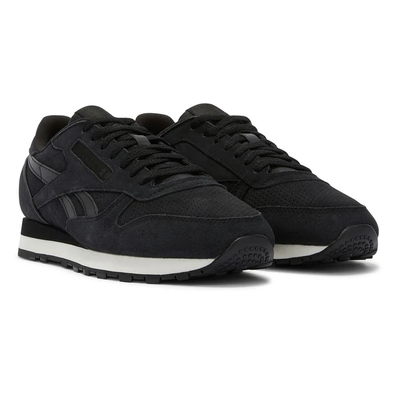 Reebok Unisex Classic Leather Trainers, Black Washed Black White, 7.5 UK