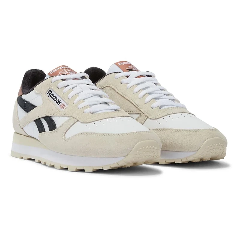 Reebok Unisex Classic Leather Trainers, White Sand Black, 6 UK