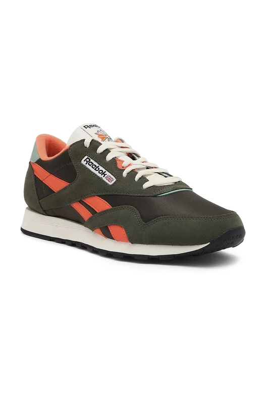 Reebok Mens Classic Nylon Sneaker, Hunter Green Pump Orange Vintage Chalk, 8 UK