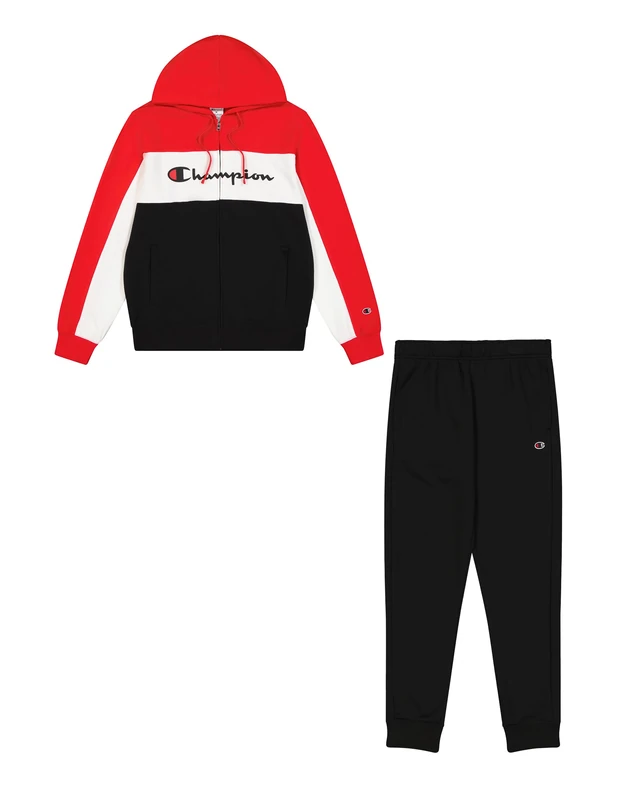 Champion Men's Legacy - Full Zip Sweatsuit with Large Logo, Red (RS069), S