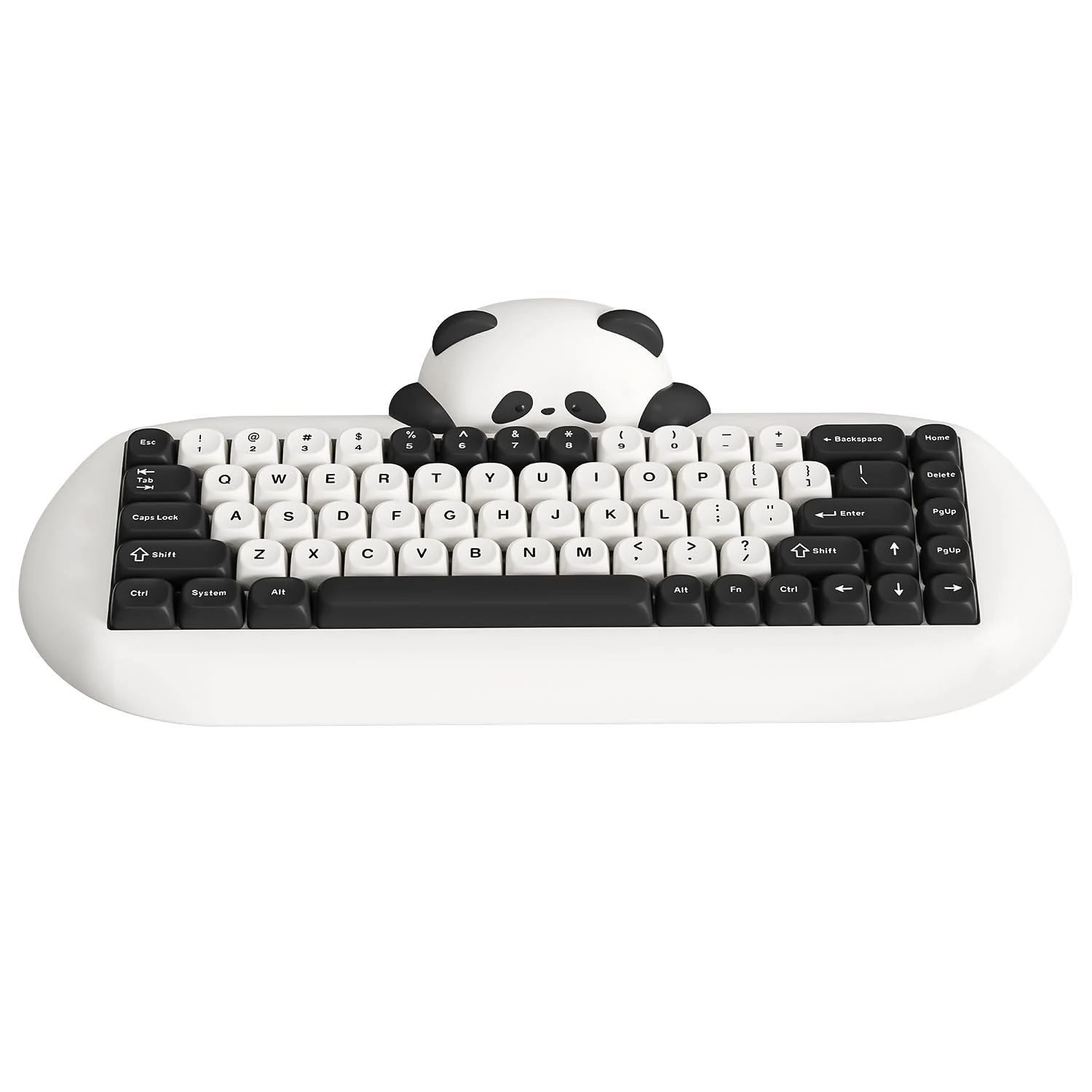 YUNZII C68 Panda Wireless Mechanical Gaming Keyboard, 68 Keys Cute Layout with PBT Keycaps,RGB Backlit, Hot Swappable,Creamy Switches,BT5.0/2.4G/Wired for Win/Mac(Panda Switch,White)