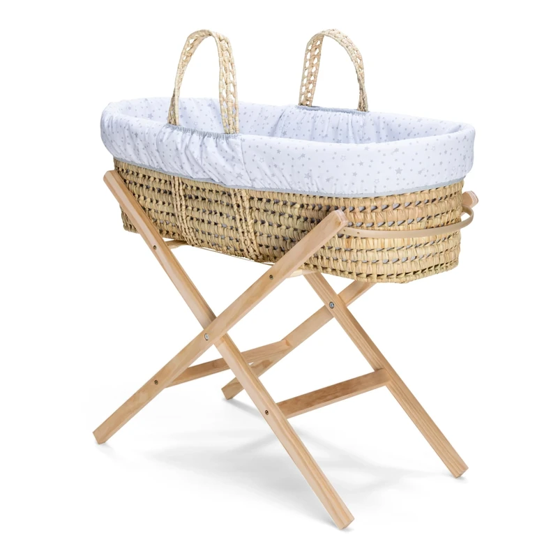 Clair de Lune Star & Stripes Essential Moses Basket Special Buy Bundle 75 x 28 cm