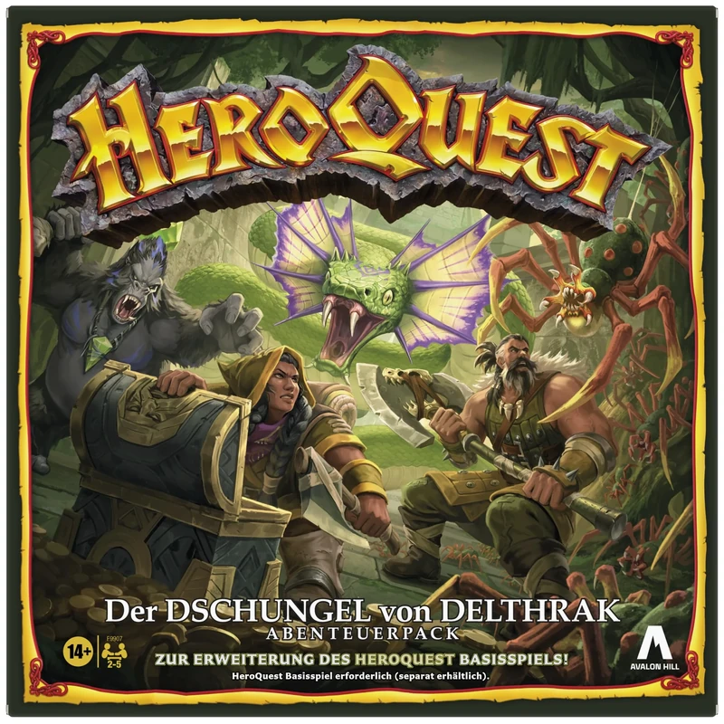 Avalon Hill HeroQuest The Jungle of Delthrak Adventure Pack, HeroQuest Base Game Required, Role Play - German Version, Earthy Tones and Blue and White