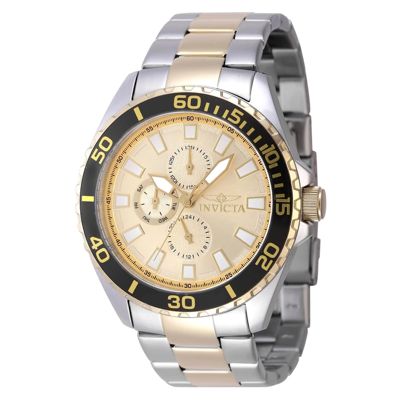 Invicta Pro Diver 47579 Men's Watch - Waterproof - Analogue - Quartz Movement - Stainless Steel with Gold dial - 46mm