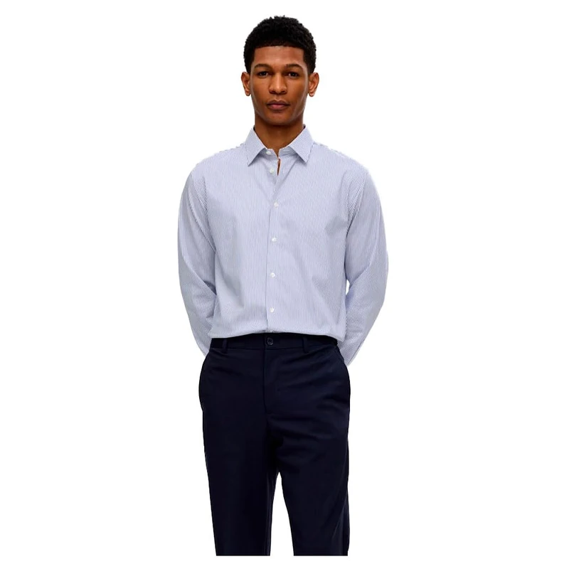 SELETED HOMME SLHSLIM-Performance Shirt LS Noos, True Navy/Stripes: Stripes, XXL
