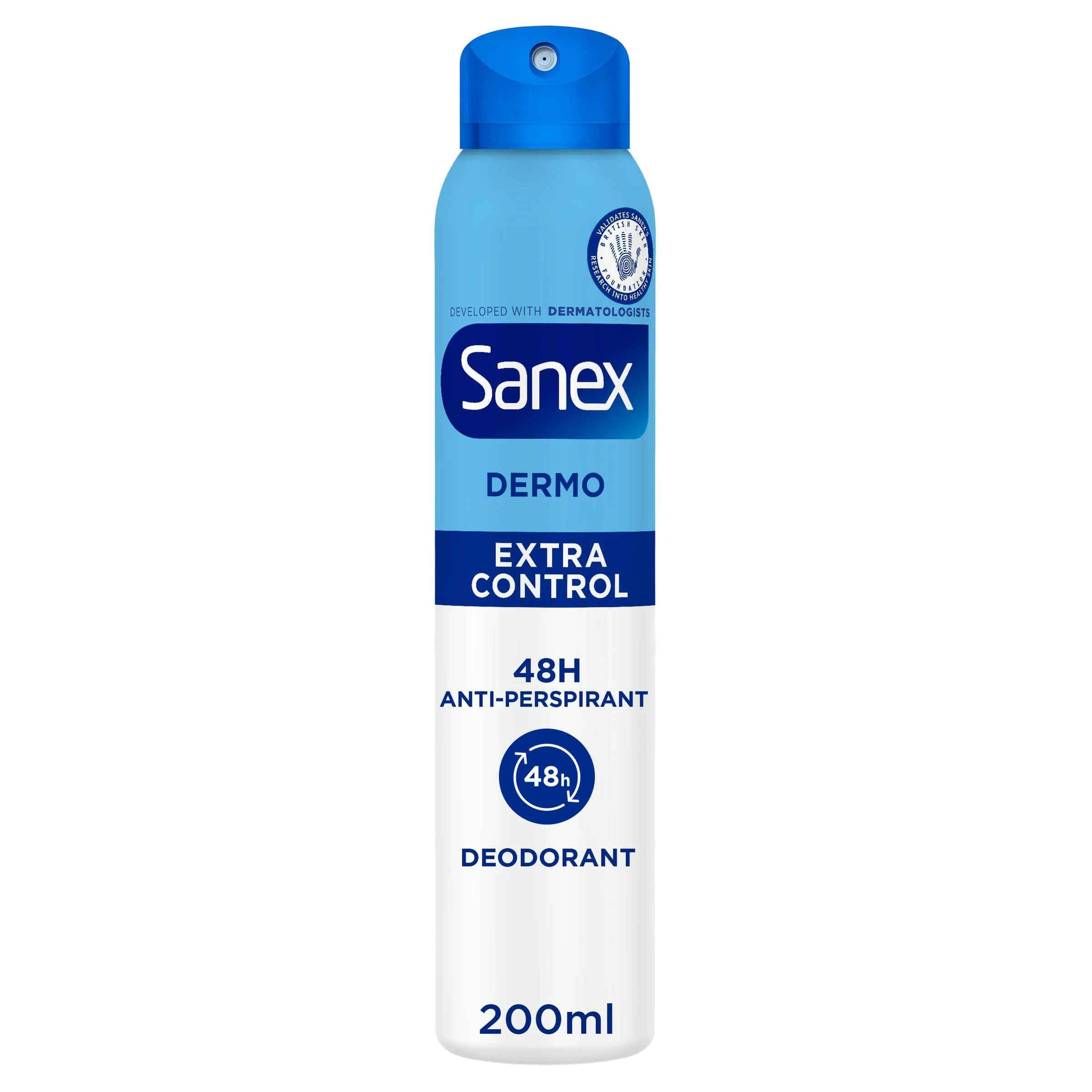 Sanex Dermo Extra Control Antiperspirant Deodorant Spray 200ml | with antibacterial zinc oxide | up to 48hour sweat and odour protection | restores skin’s natural pH | dermatologically tested