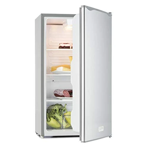 Klarstein Beerkeeper - Free-Standing Fridge-Freezer, 92 L Capacity, 60 watt Rated Power, 83 cm high, 3 compartments, Vegetable Compartment, 7-Stage Thermostat, Quiet, Silver