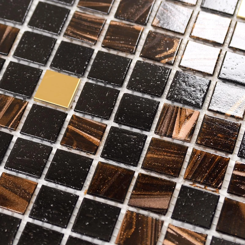 11.5 sq.ft Black Brown Glass Mosaic Tile for Bathroom, Pool, Backsplash
