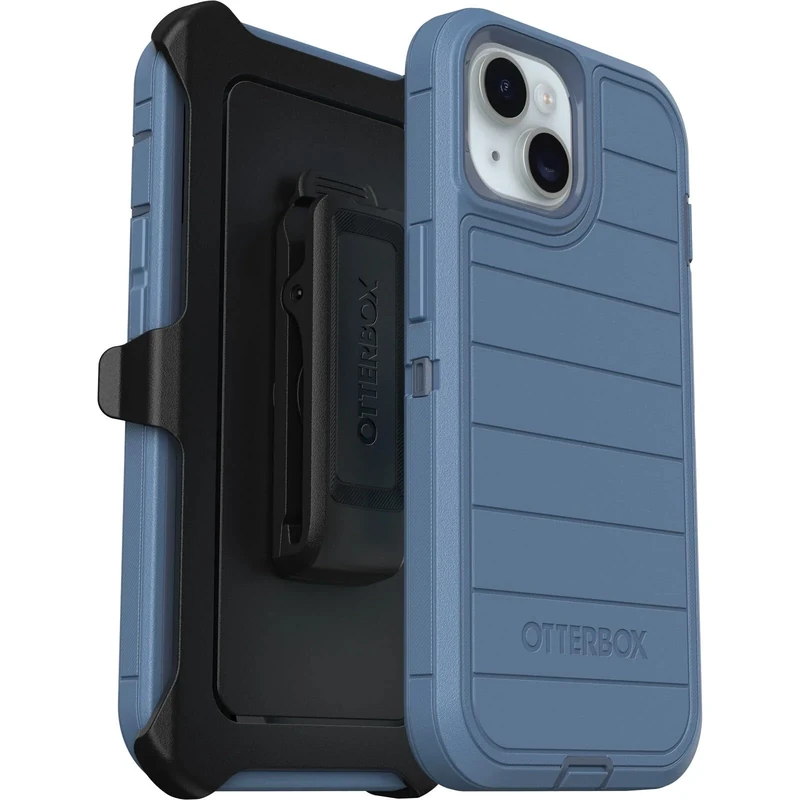 OtterBox iPhone 15, iPhone 14, & iPhone 13 (Only)- Defender Series Case - Baby Blue Jeans - Screenless - Rugged & Durable - with Port Protection - Holster Clip Includes - Microbial Defense Protection