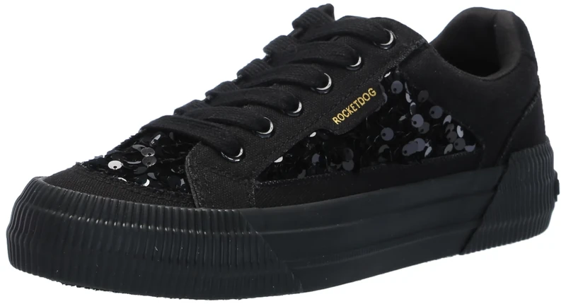 Rocket Dog Women's Cheery Comfort Plush Foam Sneaker, Sequin Black, 7 UK