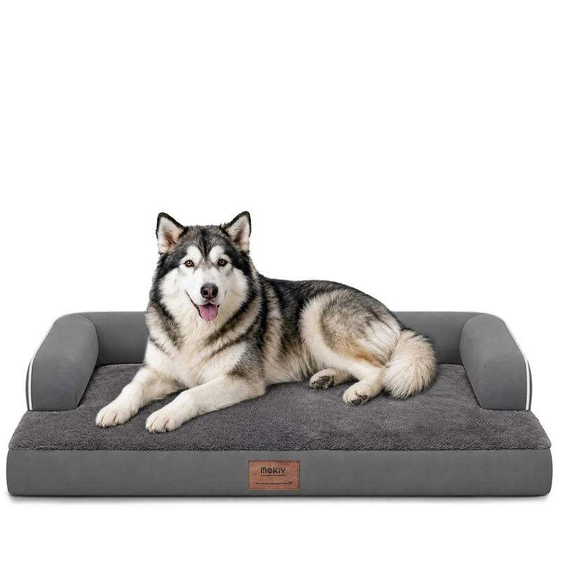 Orthopedic Dog Bed for Large Dogs, Washable, Memory Foam Dog Bed for Large Dogs, Waterproof Dog Bed with Removable Cover, Dark Grey