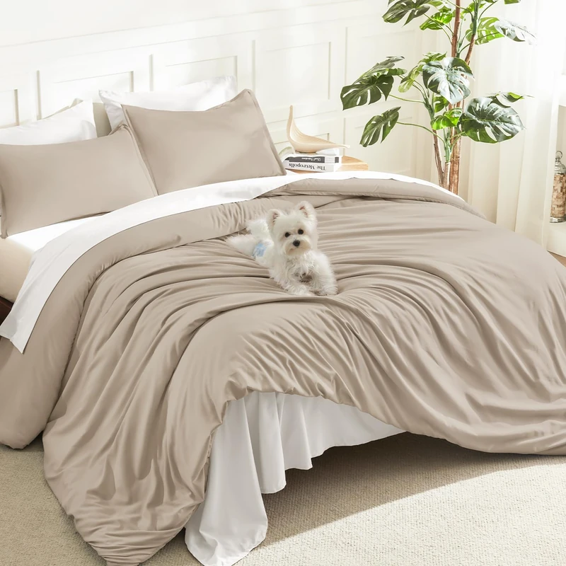 Litanika Khaki Oversized King Comforter Set, 3 Pcs Lightweight Bedding