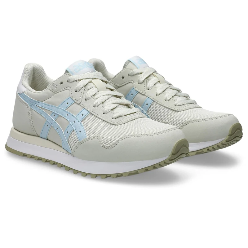 ASICS Womens Tiger Runner II Sneaker, Cream Light Blue, 6 UK